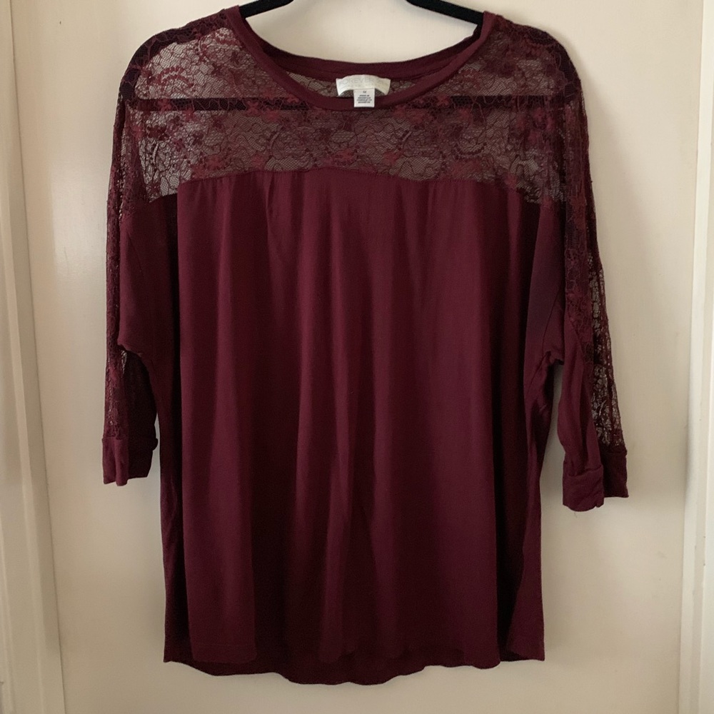 Wine colored lace top blouse